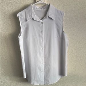 Zeagoo White Sleeveless Button Down Shirt